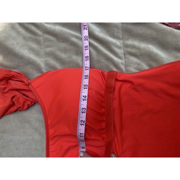Vince Camuto Women's Size 12 Orange Red One Piece Ruffle Sleeve Swimsuit - Picture 5 of 12